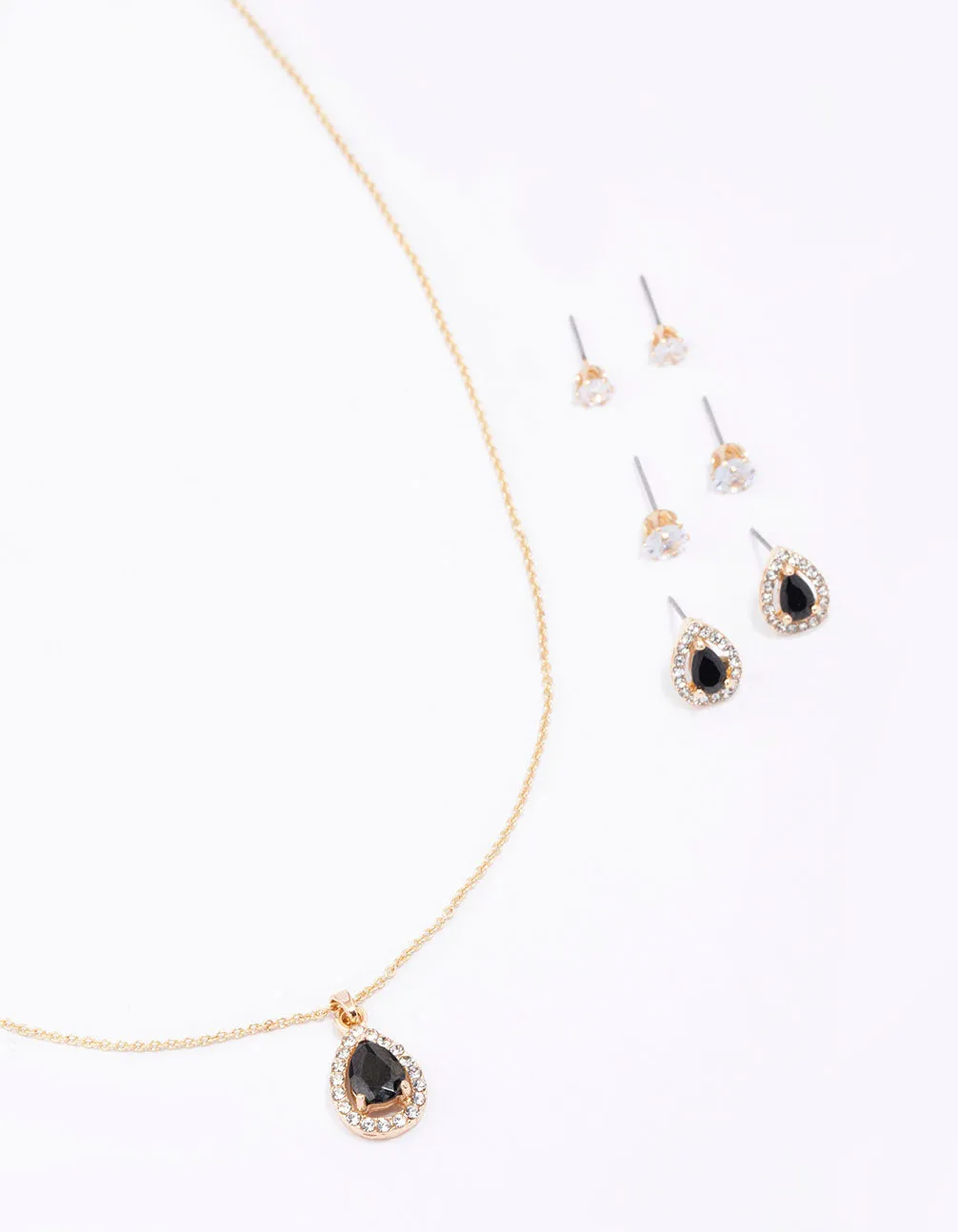 Fall Mood Gold Multi Pear Diamante Jewellery Set