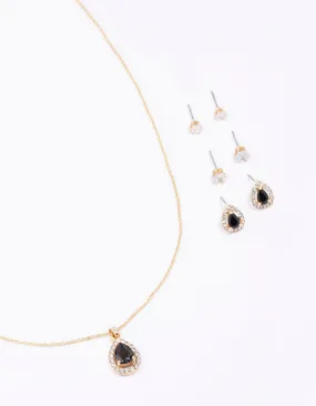 Cocktail Hour Gold Multi Pear Diamante Jewellery Set