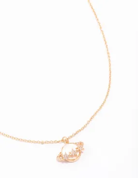 Gold Planet Shell Pendant Necklace Chic Gift Elegant Craft