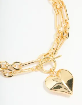 Luxury Mood Exquisite Touch Gold Plated Heart Pendant Chain T & O Necklace