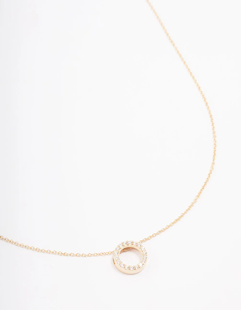 Gold Plated Pave Sterling Silver Circle Pendant Necklace Versatile Accessory Ethereal Mood