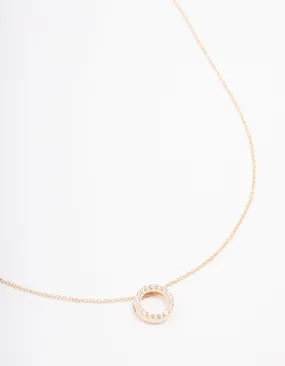 Gold Plated Pave Sterling Silver Circle Pendant Necklace Versatile Accessory Ethereal Mood