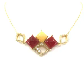 Popular Choice Gold Plated Red CZ Micropave Sterling Silver Necklace