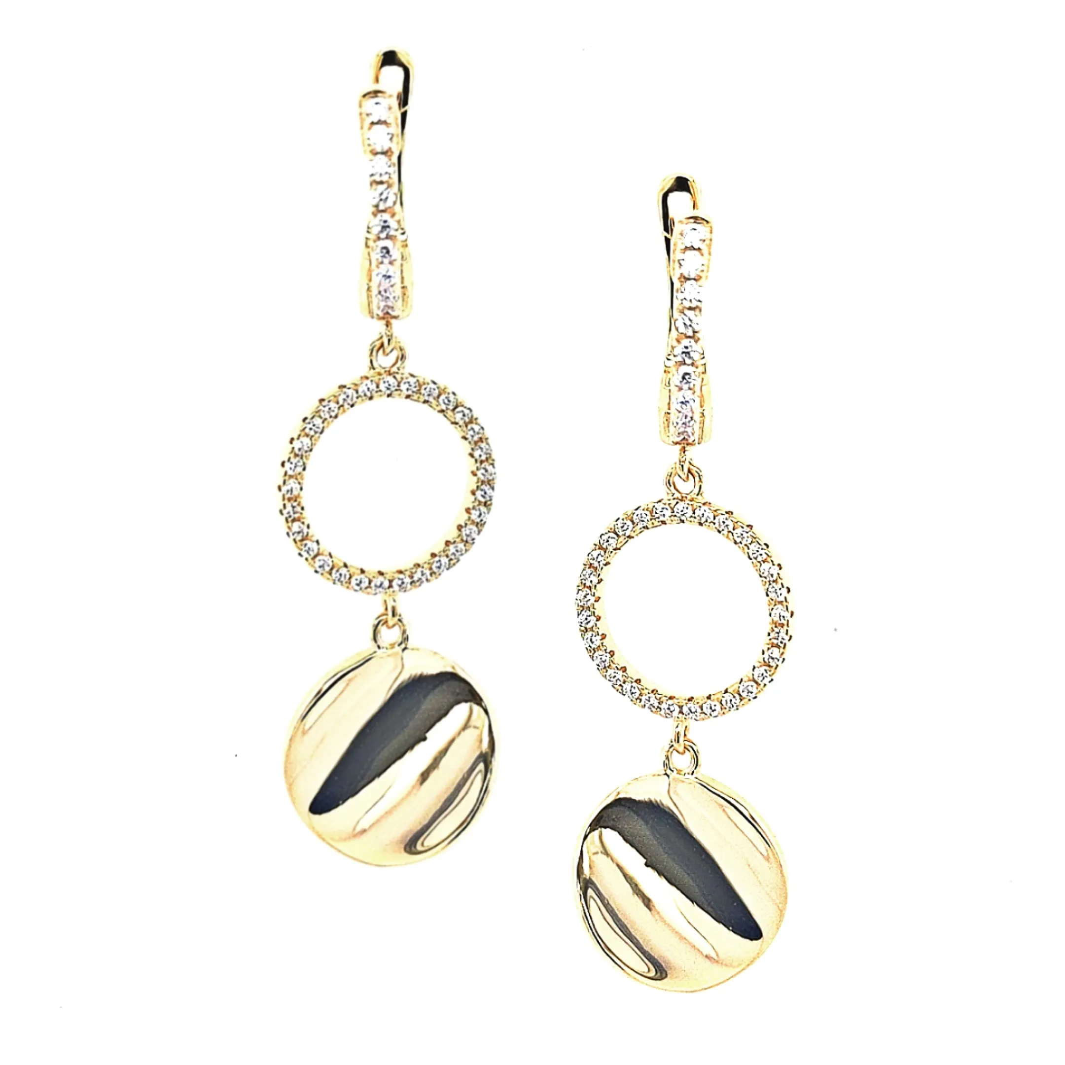 Pearlescent Jewelry Winter Ornament Gold Plated Sterling Silver Circle CZ Earring