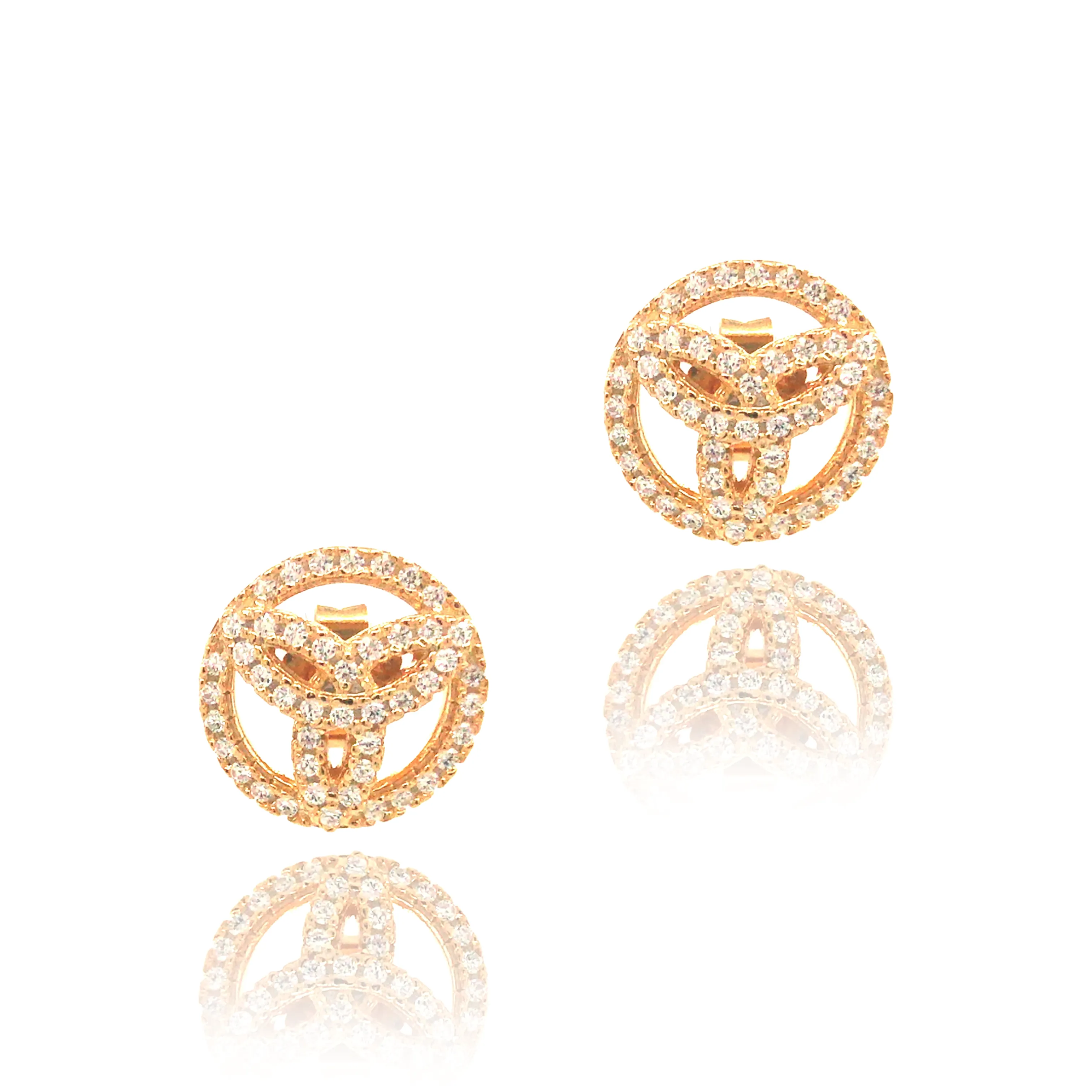 Gold Plated Sterling Silver Circle Stud Earrings Sparkling Choice Everyday Ornament