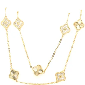 Gold Plated Sterling Silver CZ Clover Necklace Memento Adornment