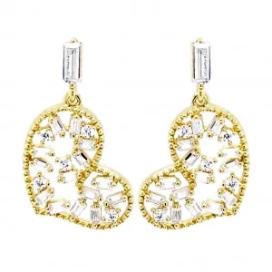 Chic Embellishment Business Embellishment Gold Plated Sterling Silver CZ Heart Post Earring