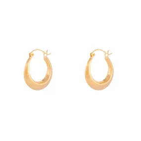 Gold Plated Sterling Silver Flat Edge Hoop Earrings Modern Chic Cozy Detail