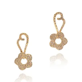 Sophisticated Element Lustrous Jewelry Gold Plated Sterling Silver Flower Earrings
