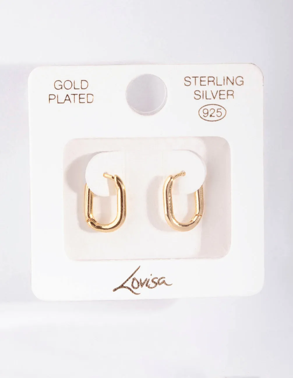 Gold Plated Sterling Silver Long Oval Huggie Earrings Refined Element