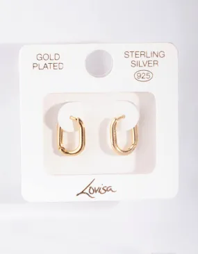 Gold Plated Sterling Silver Long Oval Huggie Earrings Refined Element
