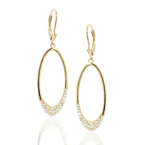 Contemporary Ornament Pretty Creation Gold Plated Sterling Silver Oval Earrings