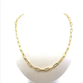 Luxury Adornment Gold Plated Sterling Silver Paperclip Chain Necklace
