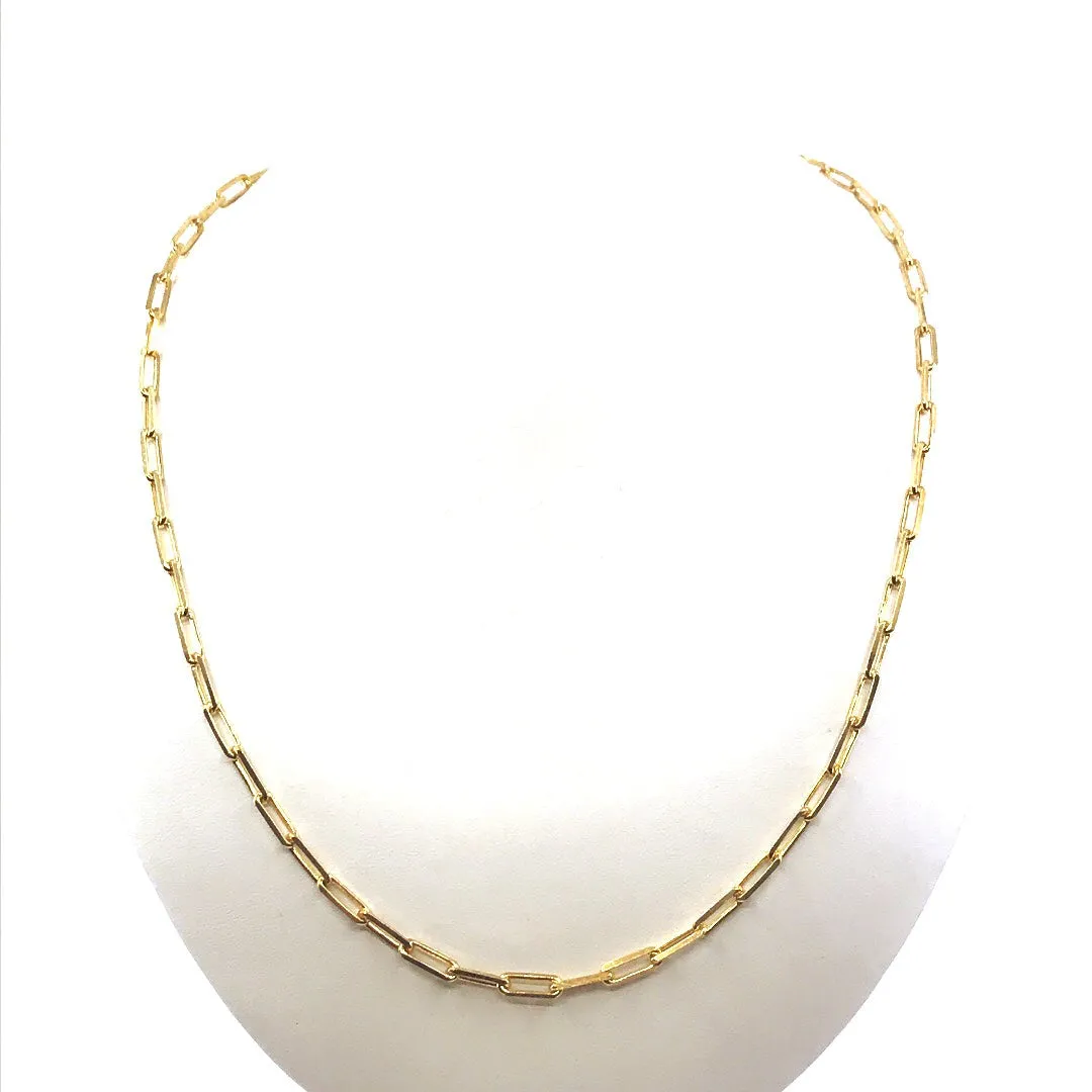 Gold Plated Sterling Silver Paperclip Chain Necklace Distinctive Jewelry
