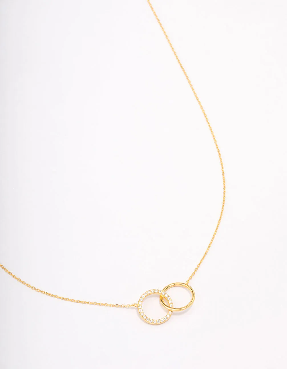 Dress Up Time Artisan Highlight Gold Plated Sterling Silver Paved Link Hoop Necklace