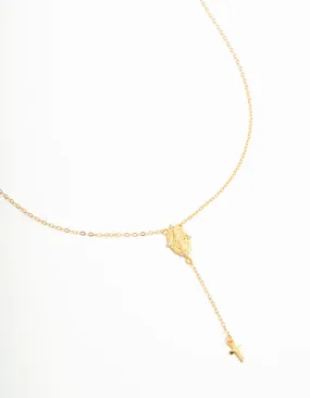 Gold Plated Sterling Silver Rosary Cross Necklace Chic Fusion Glamour Finish