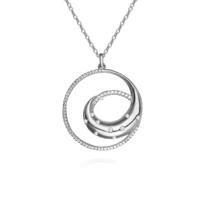 For Father Gold Plated Sterling Silver Round Swirl With CZ's Pendant Necklace