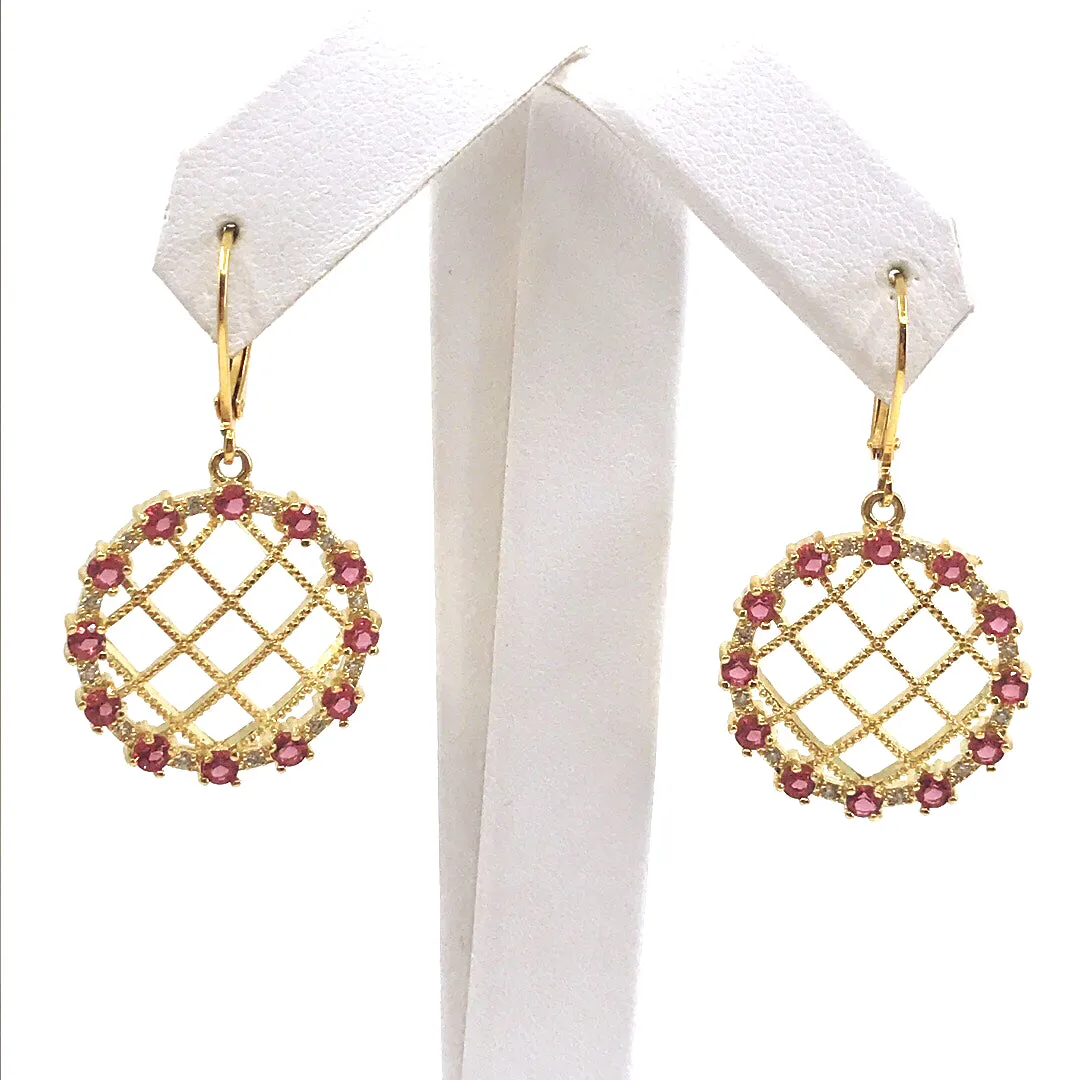 Gold Plated Surgical Steel Circle Weave Earrings Charming Accent