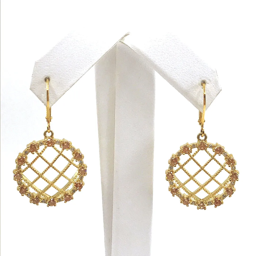 Gold Plated Surgical Steel Circle Weave Earrings Modernist Jewelry