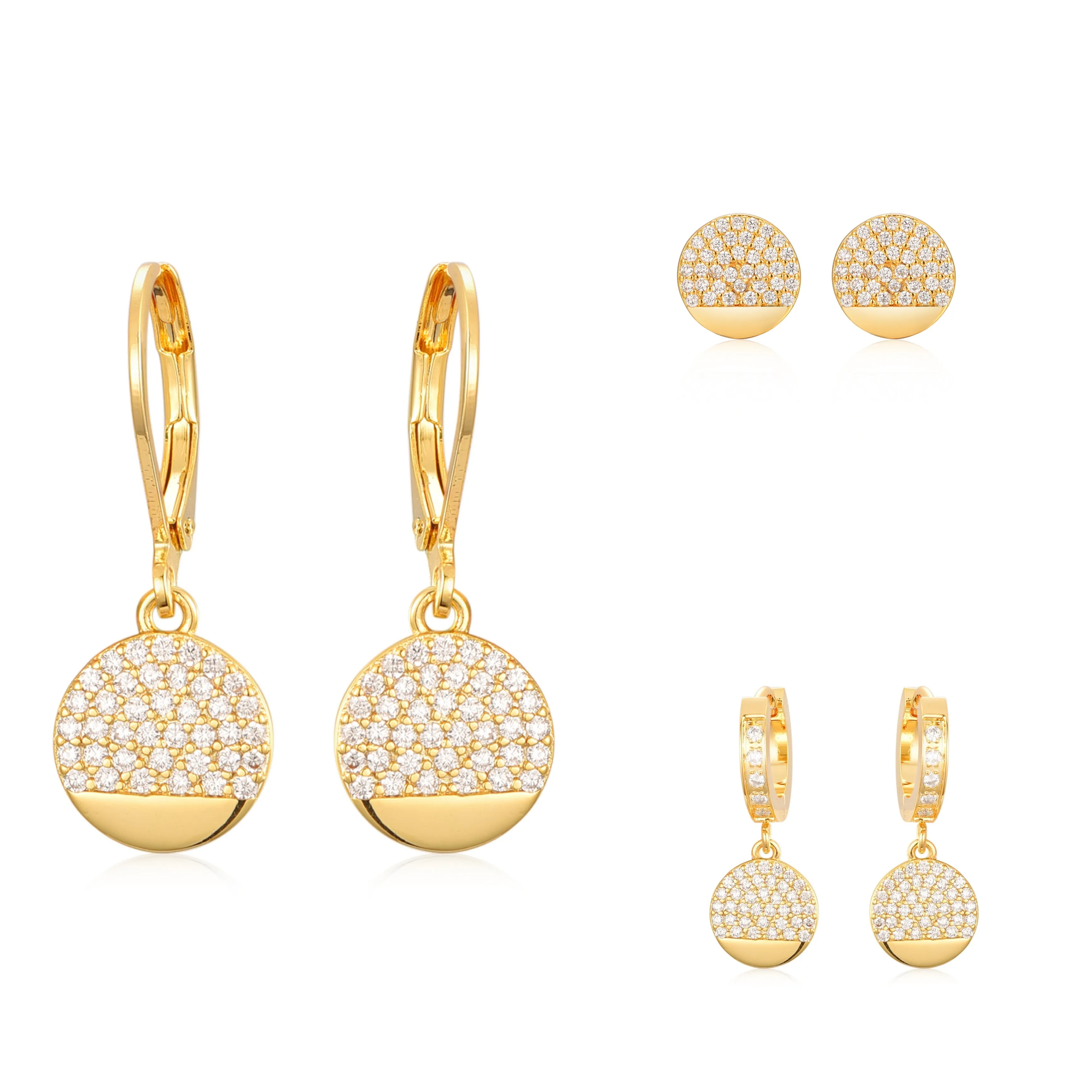 Gold Plated Surgical Steel ? CZ Circle Earrings Social Embellishment Lustrous Ornament