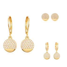 Gold Plated Surgical Steel ? CZ Circle Earrings Social Embellishment Lustrous Ornament