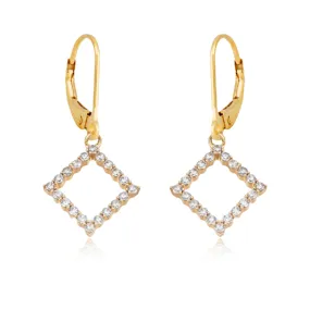 Gold Plated Surgical Steel Diamond Shape Outline Micropave Earring Graceful Essential