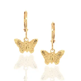 Office Item Luxurious Option Gold Plated Surgical Steel Embossed Butterfly Leverback Earrings