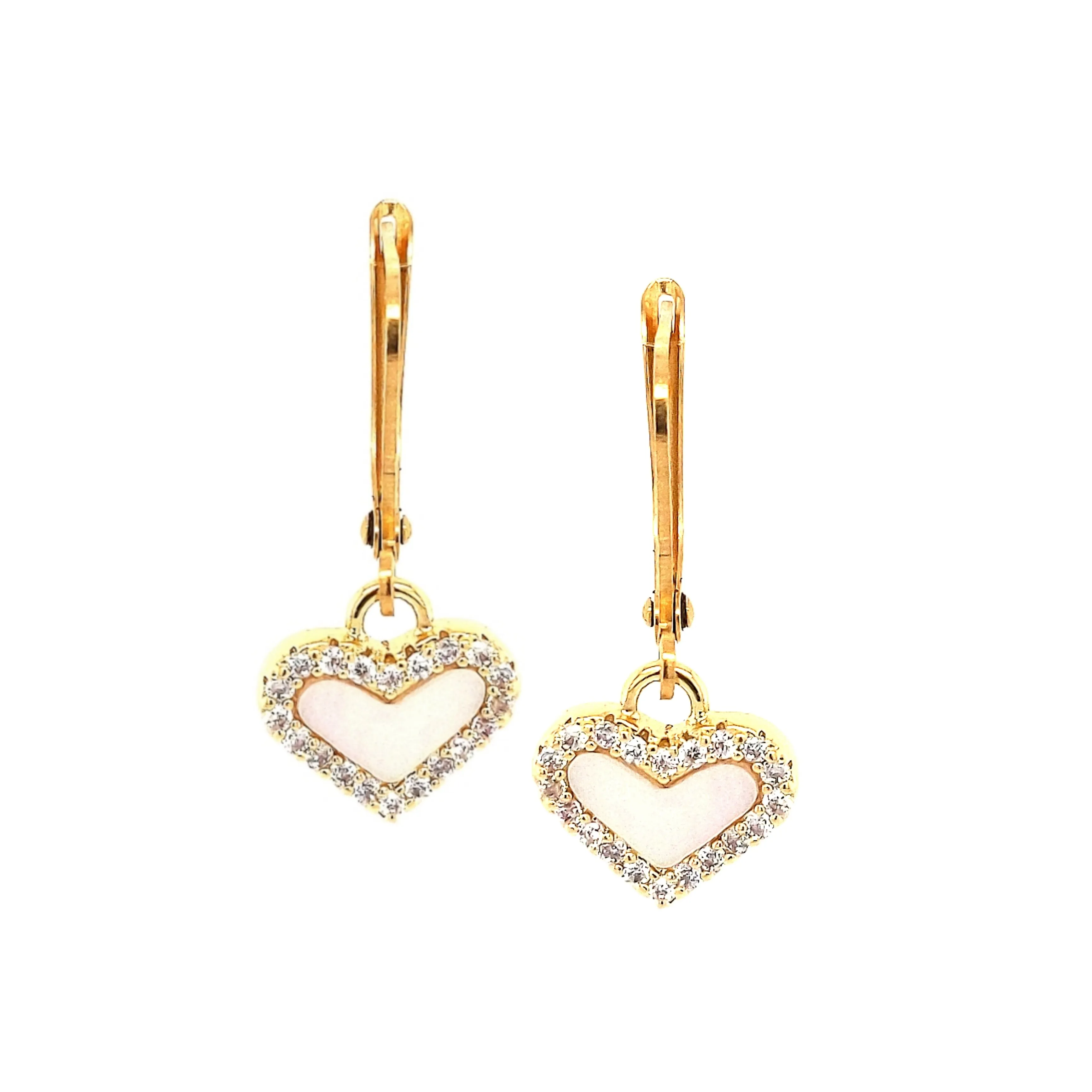 Classic Design Gold Plated Surgical Steel Small Mother of Pearl Heart Earring