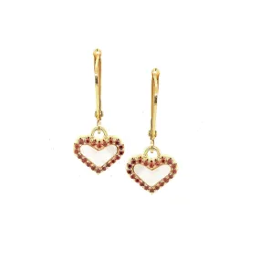 Gold Plated Surgical Steel Small Mother of Pearl Heart Earring Retro Adornment Avant-Garde Accessory