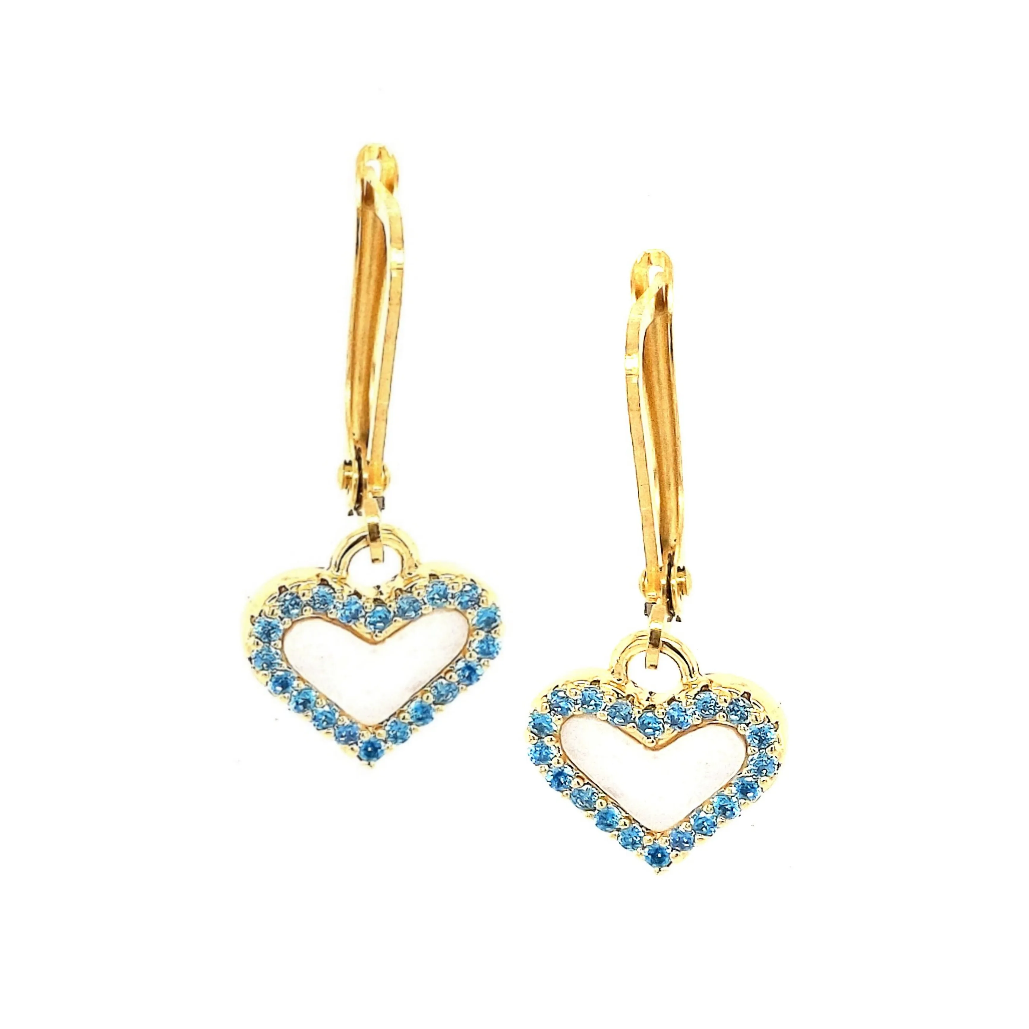 Daytime Ornament Gold Plated Surgical Steel Small Mother of Pearl Heart Earring