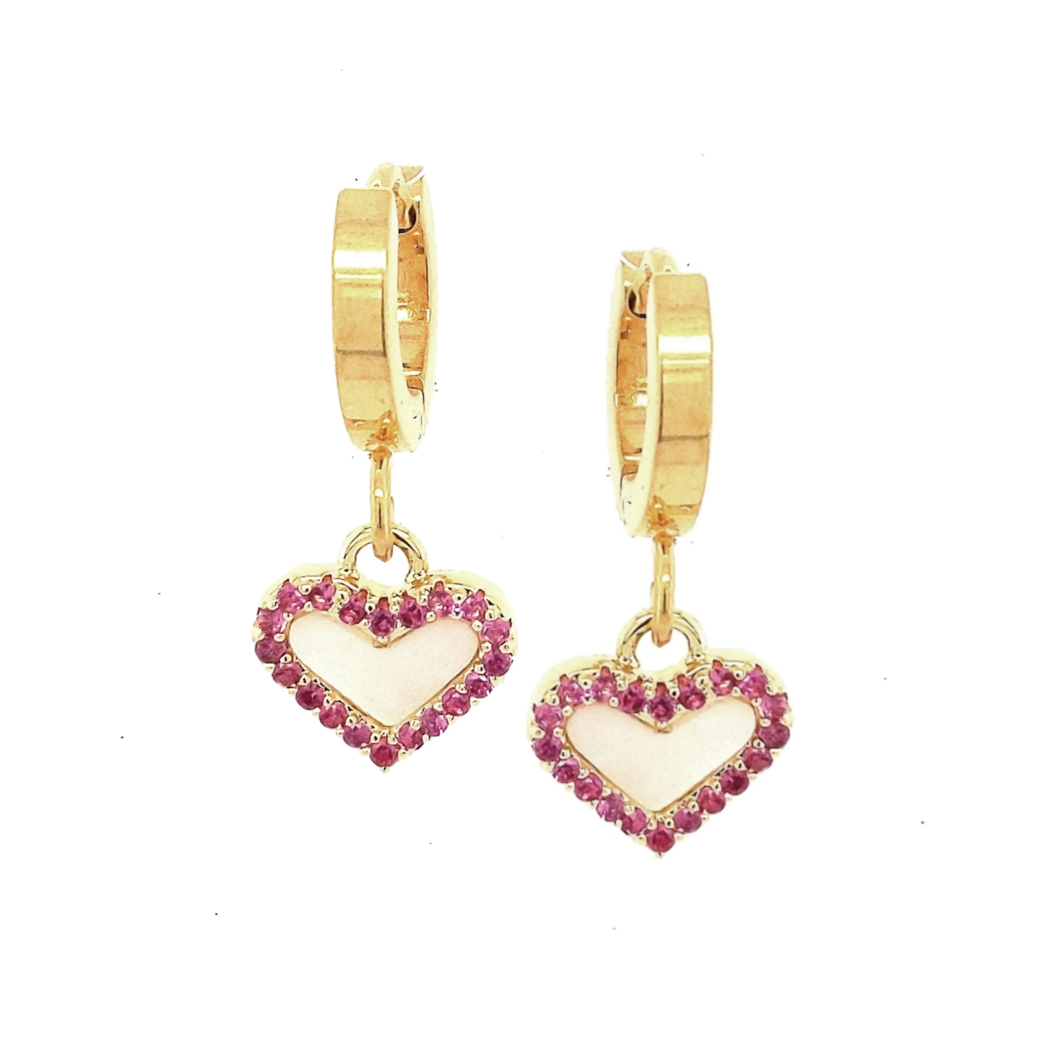 Gold Plated Surgical Steel Small Mother of Pearl Heart Earring Dainty Accent