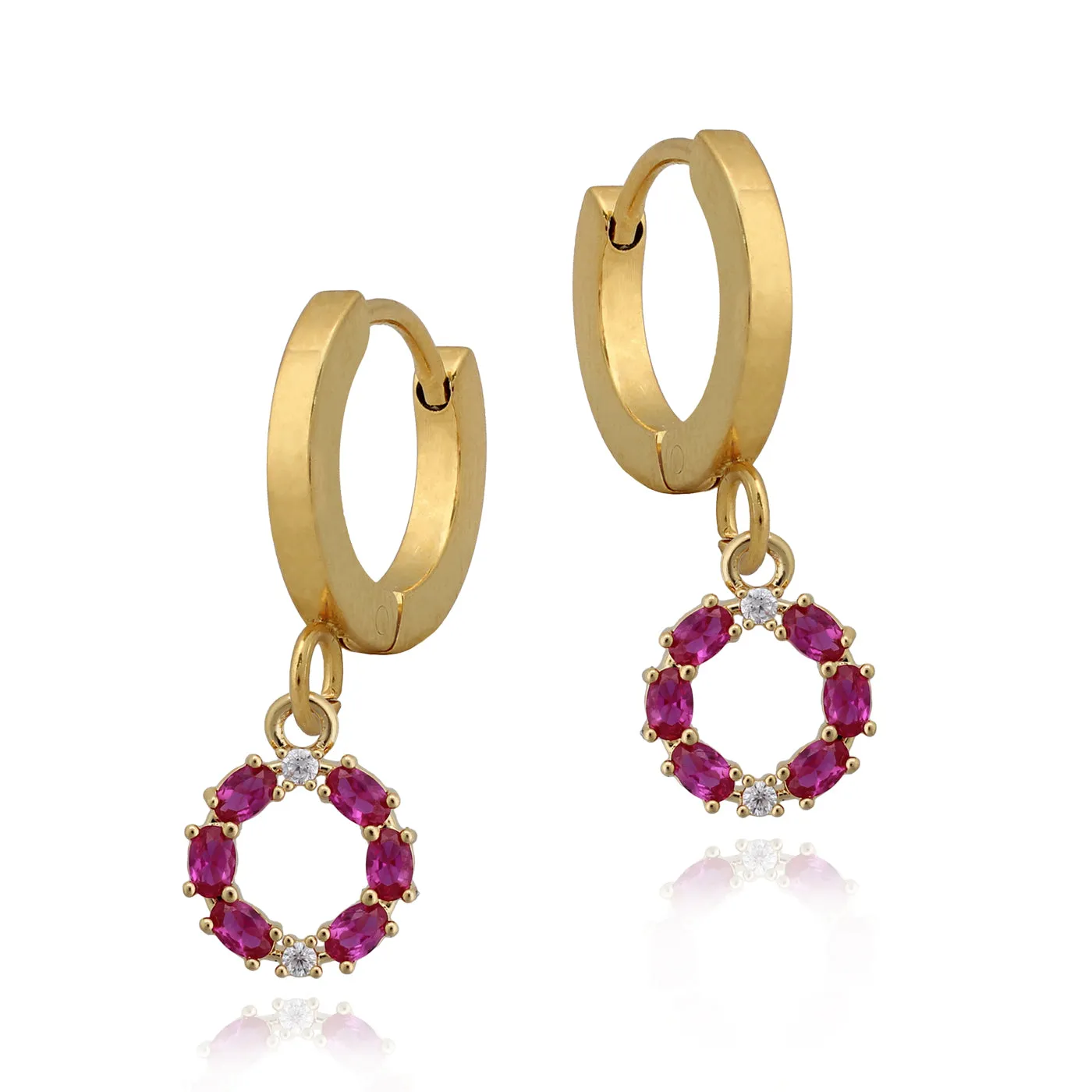 Comfortable Style Gold Plated Surgical Steel Small Oval Stone Circle Earring