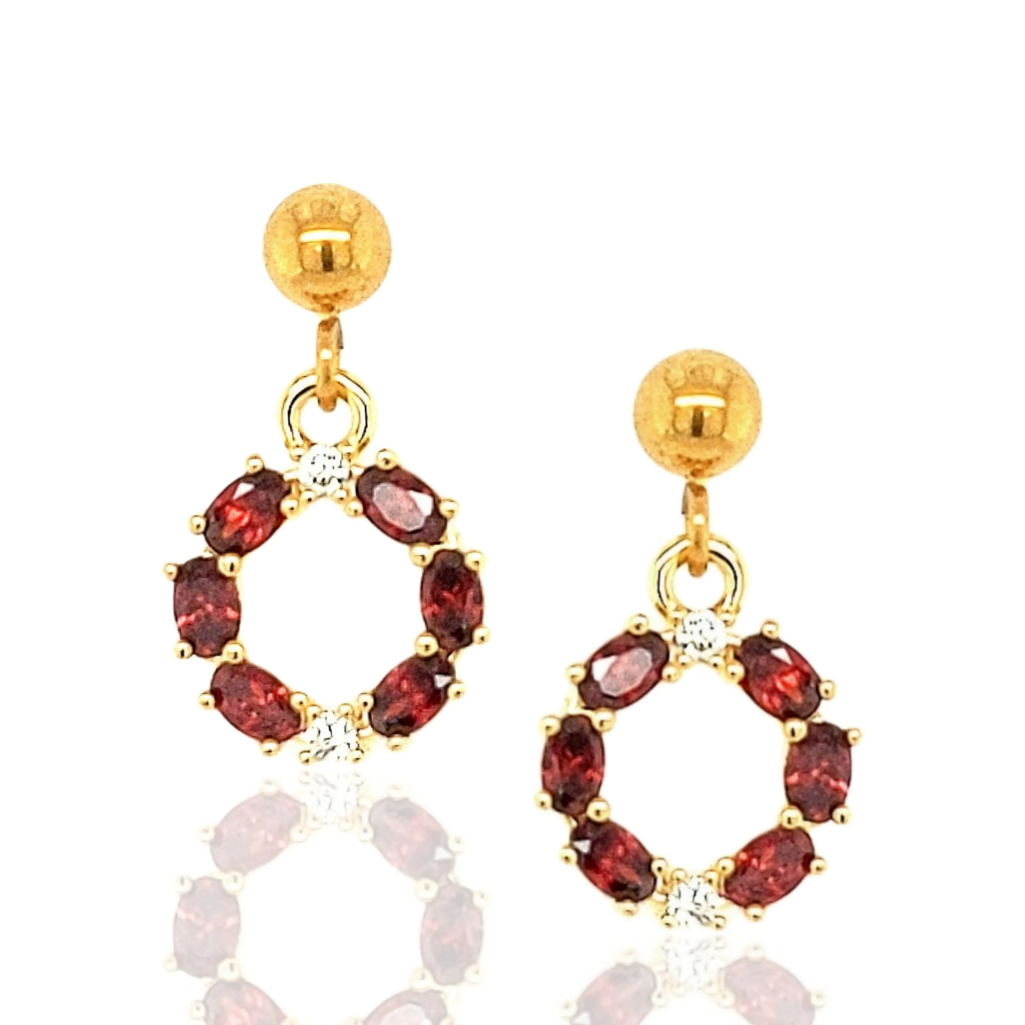 Gold Plated Surgical Steel Small Oval Stone Circle Earring Abstract Decoration