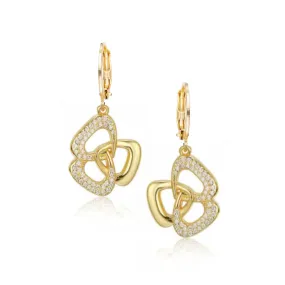 Gold Plated Surgical Steel Three Triangle With CZ Stones Earring Refined Selection Splendid Accessory