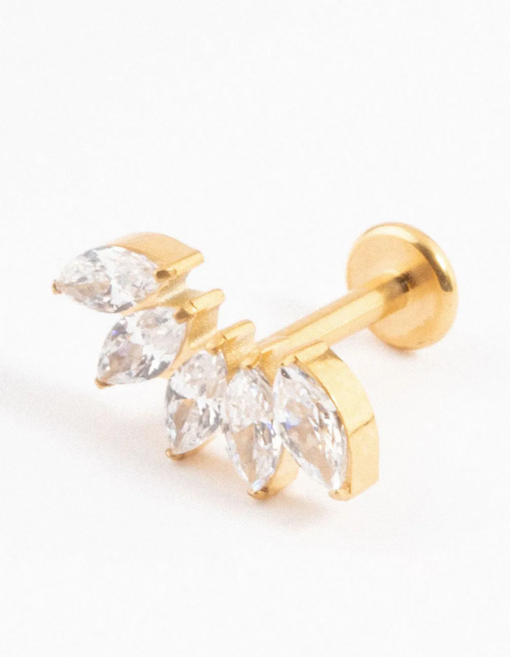 Gold Plated Titanium Marquise Threadless Flat Back Smooth Feature Creative Glance