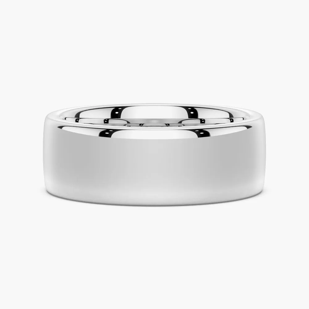 8mm Classic High Polished Flat Surface Men's Wedding Band Glam Focus Luxurious Piece