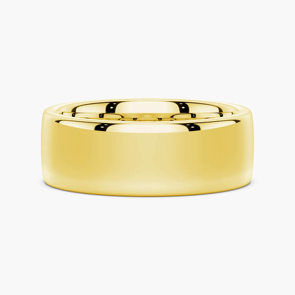 Romantic Accessory Celebration Look 8mm Classic High Polished Flat Surface Men's Wedding Band