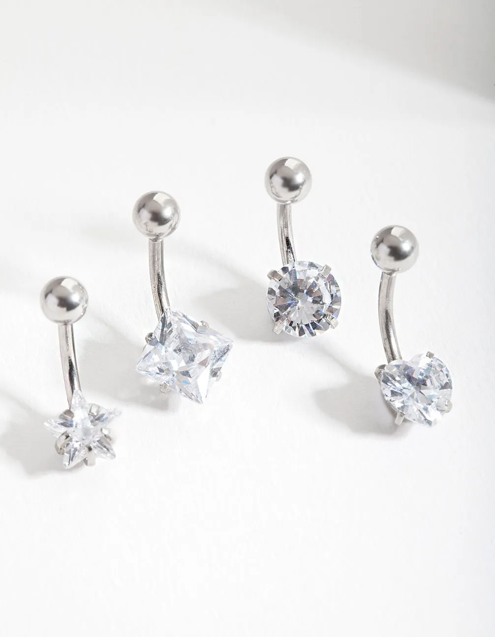 Surgical Steel Cubic Zirconia Belly Bar 4-Pack Vibrant Craft Glamour Finish