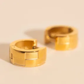 Naked Checkered Rounded Super Chunky Huggie Hoop Earrings Iridescent Adornment Unique Finish