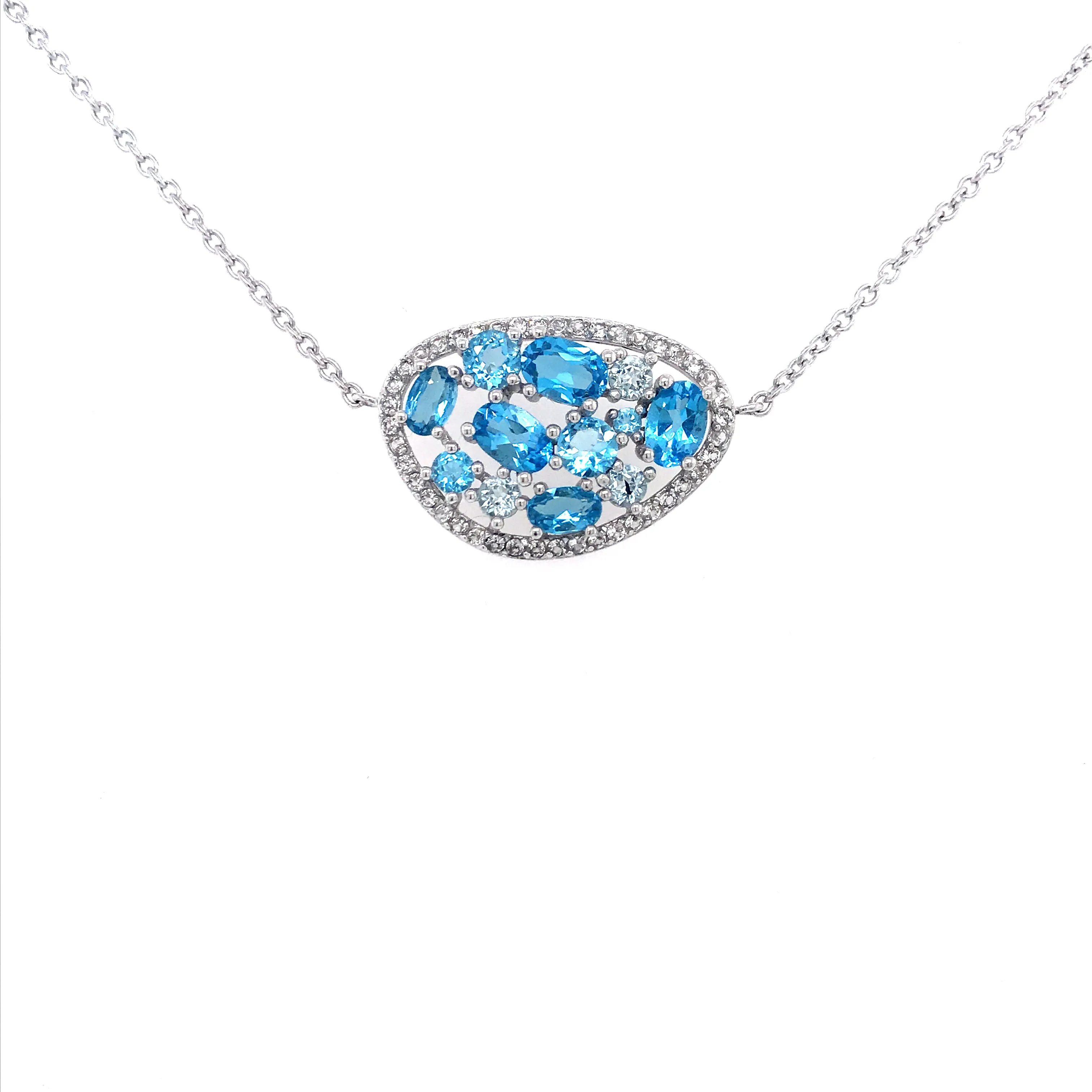 Sterling Silver Blue Irregular Oval Necklace Exclusive Appeal