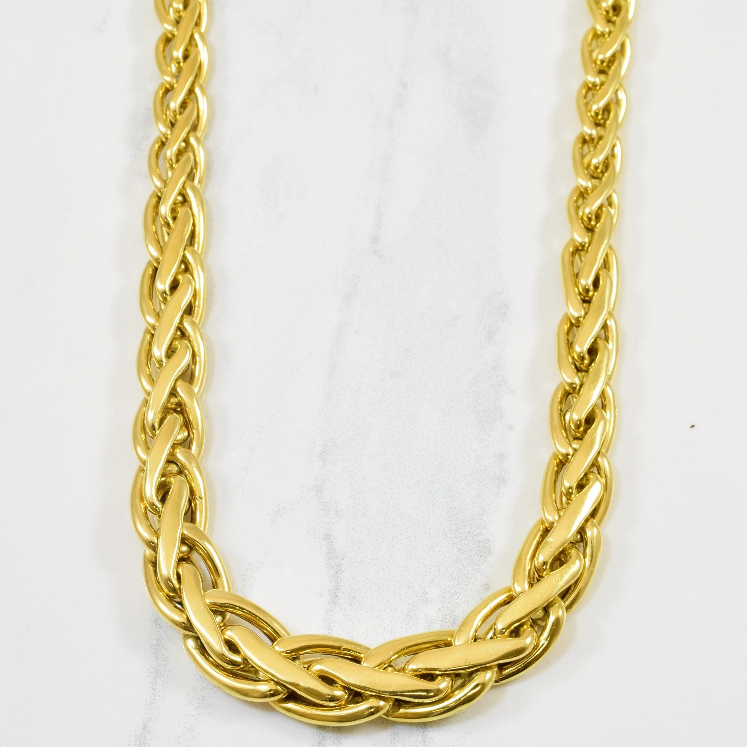 Gloss Shine Woven Gold Heavy Necklace | 18" |