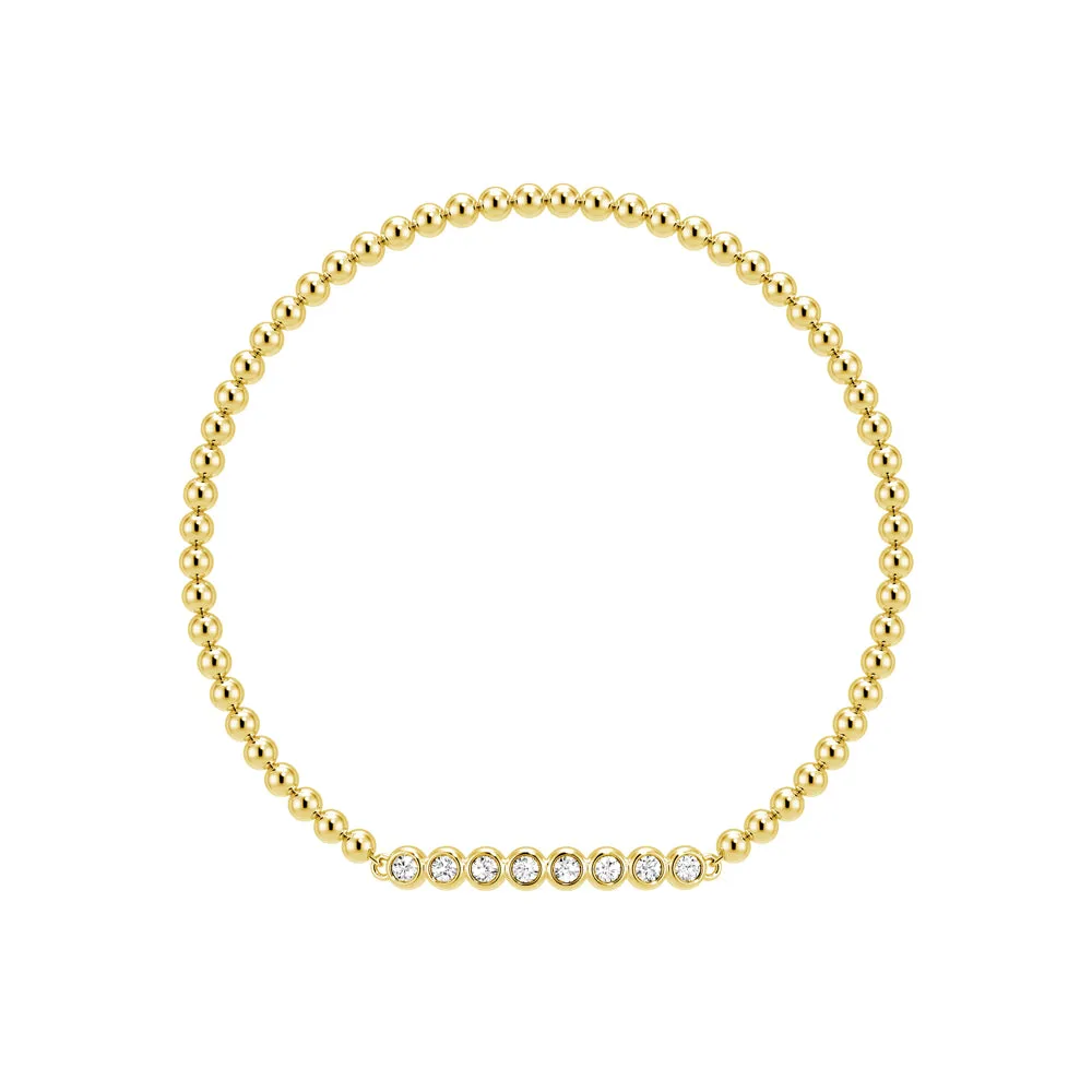 Beaded Chain Bracelet with Balanced Lab Grown Diamond Accents Sculpted Finish