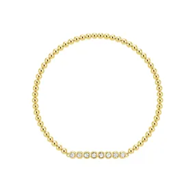 Beaded Chain Bracelet with Balanced Lab Grown Diamond Accents Sculpted Finish