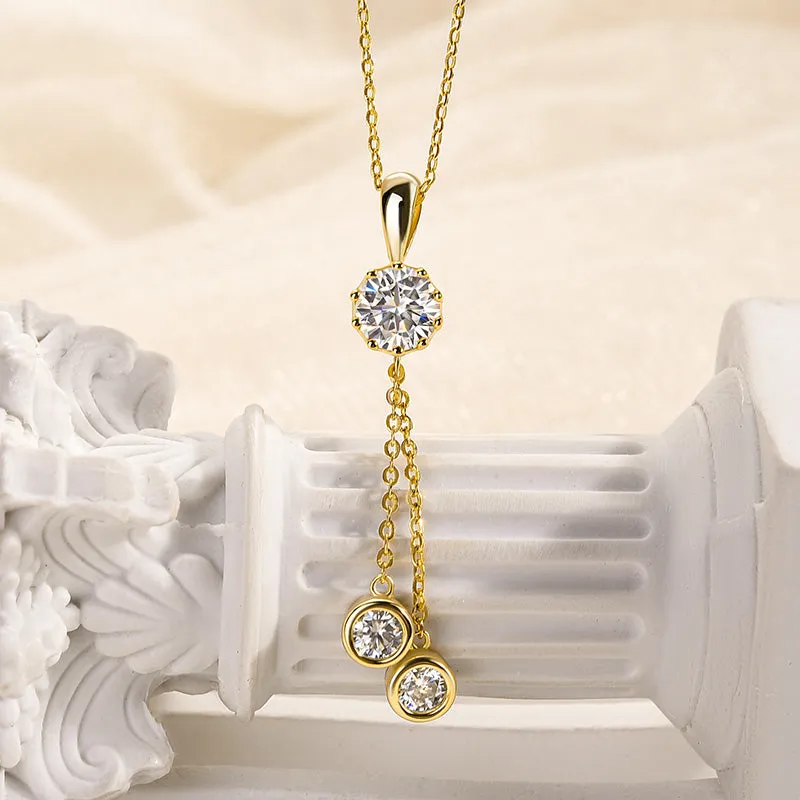 Exquisite Stones Louily Fashion Moissanite Round Cut Pendant Necklace