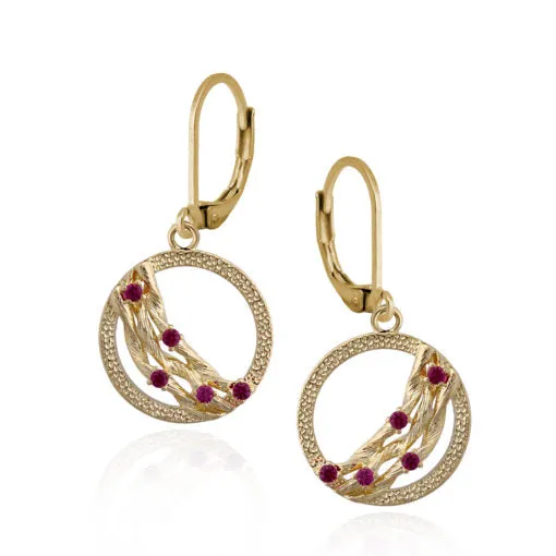 Surgical Steel Circle Hanging Earring With Twisted Draped Bars Oval Item Heart-Shaped Accent