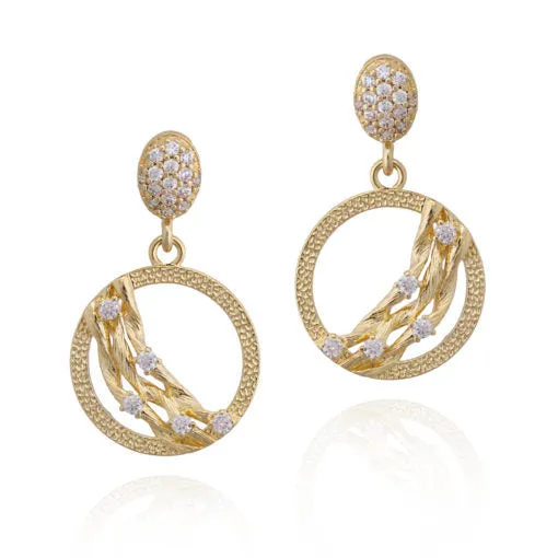 Luxurious Item Surgical Steel Circle Hanging Earring With Twisted Draped Bars