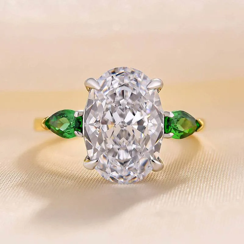 Elegant Spark Fashionable Sparkle Louily Vintage Two-Tone Oval Cut Three Stone Engagement Ring In Sterling Silver