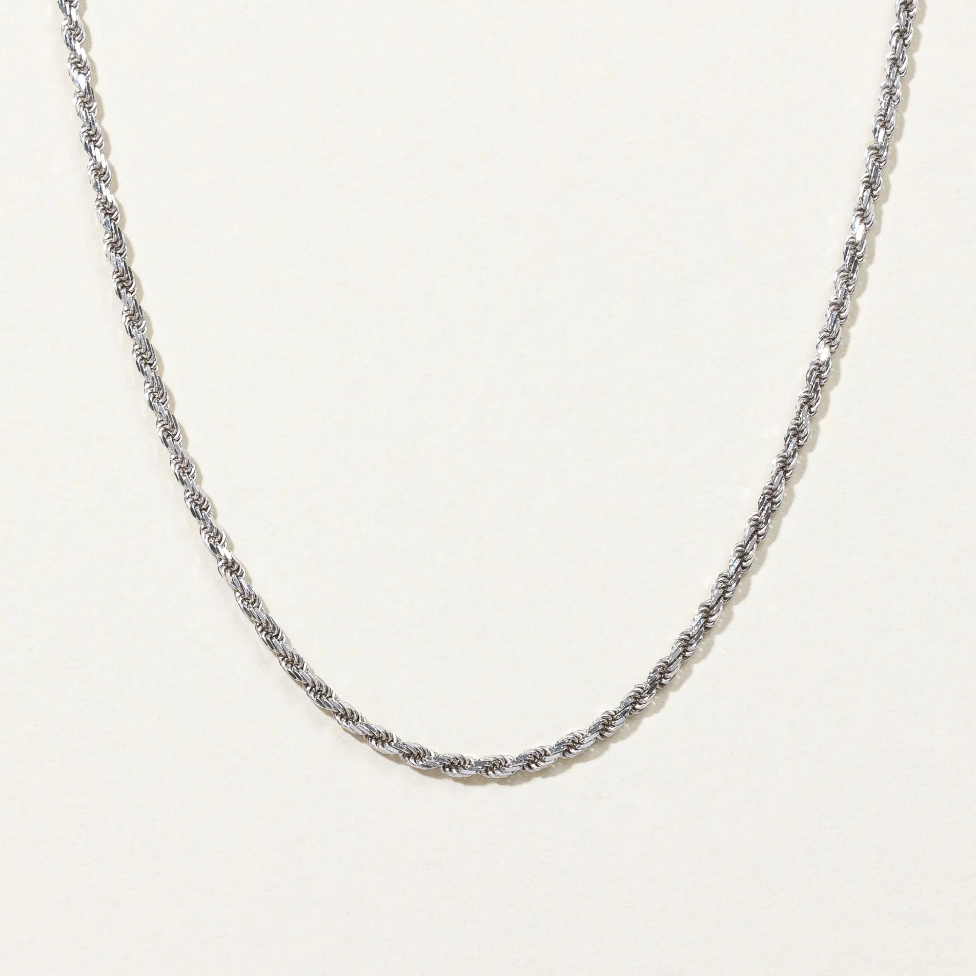 14k White Gold Rope Chain | 16" | Handcrafted Art