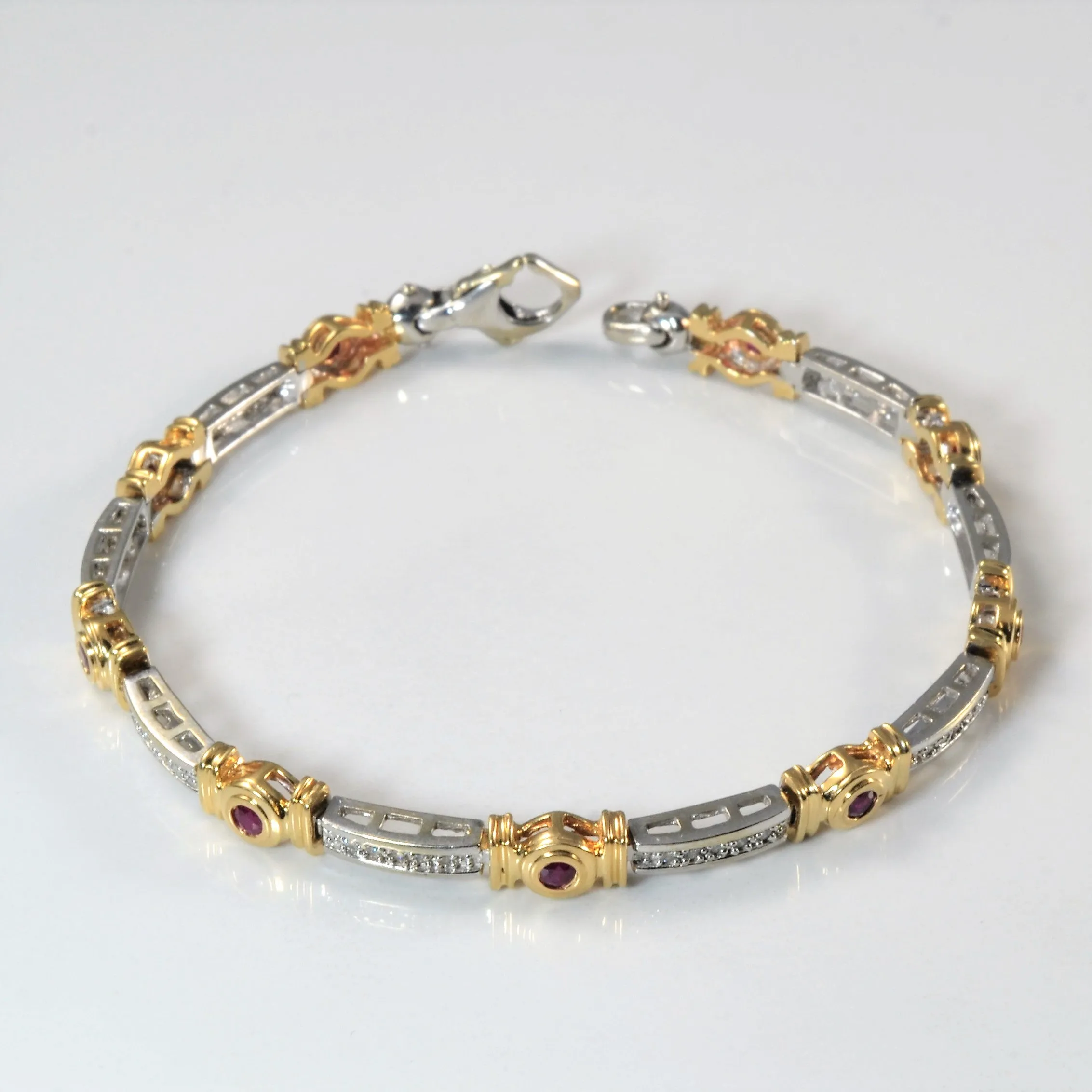 Bezel Set Ruby & Diamond Chain Bracelet | 0.50ctw, 0.20ctw | 7.5" | All Time Subtle Elegance