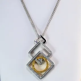 Polished Spark Elegant Appeal Pave Set Diamond & Yellow Sapphire Geometric Pendant Necklace | 0.35ctw, 0.30ctw | 18"